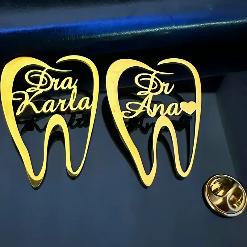 Men Accessories Name - 1PC Customized Teeth Dentist Name Brooch
