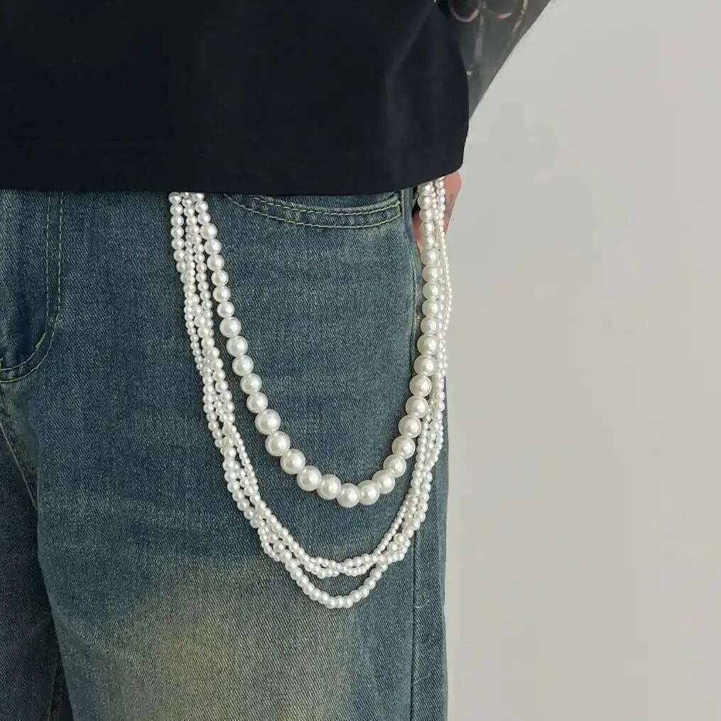 Men'S Accessories Chain - Lacteo Goth Multi Layer Imitation Pearl