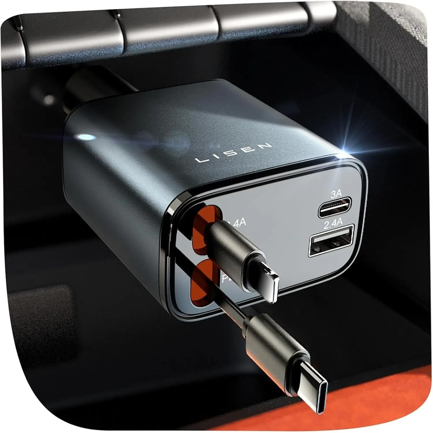 Men Accessories For Birthday Gift - 84W Retractable Car Charger, Fast USB
