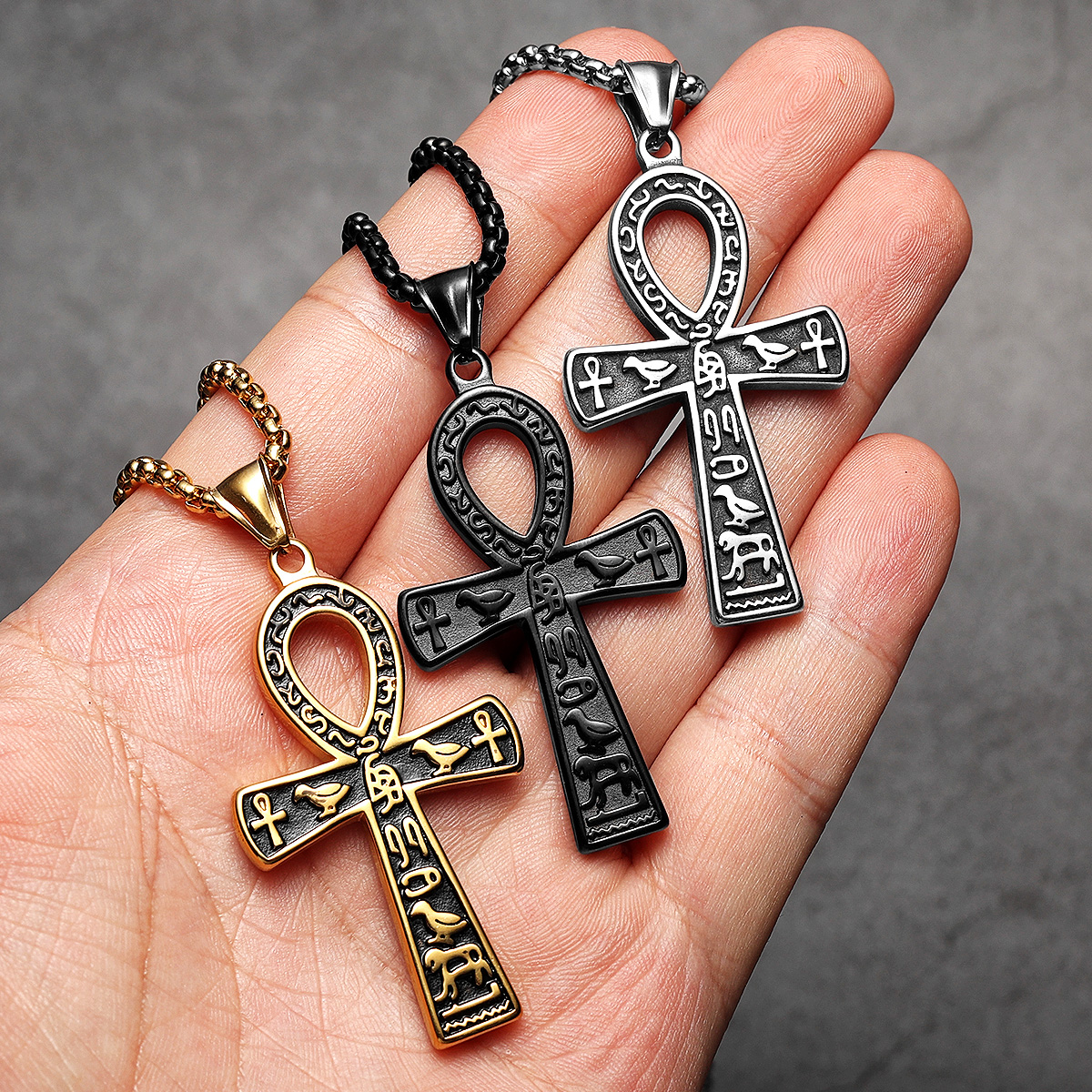Men Accessories Egypt - Egypt Cross Men Necklaces Stainless Steel