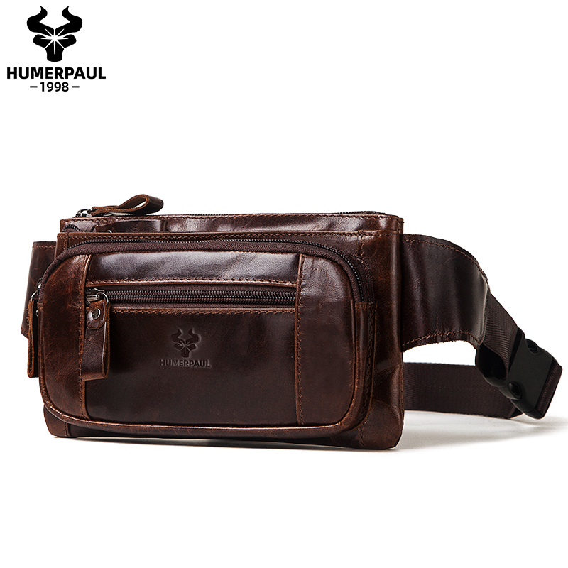 Men Accessories Pack - HUMERPAUL Men's Waist Fanny Pack Cowhide