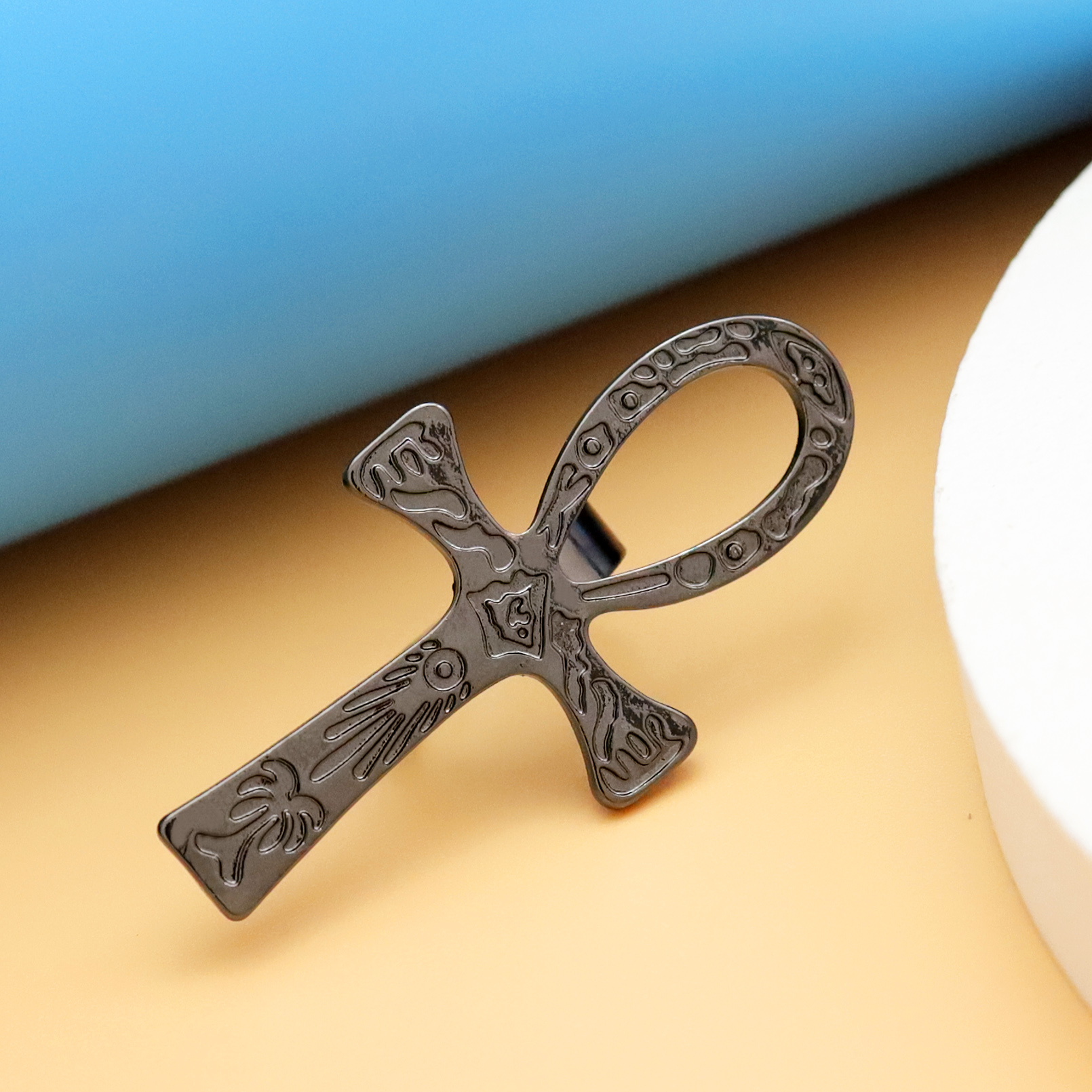 Black Ankh Cross Ring Tribal E – Men Accessories Egypt recenzja i cena