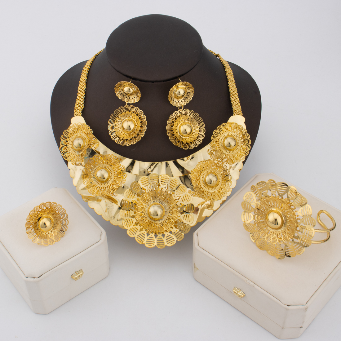 24K Gold Flower Jewelry Set fo – Men Accessories In Dubai recenzja i cena