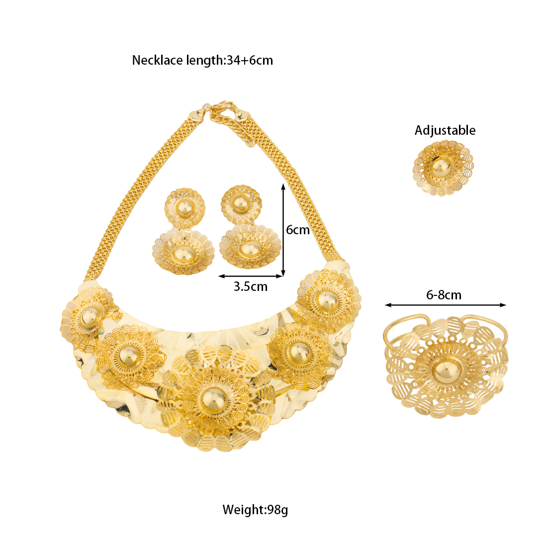 24K Gold Flower Jewelry Set fo – Men Accessories In Dubai recenzja i cena