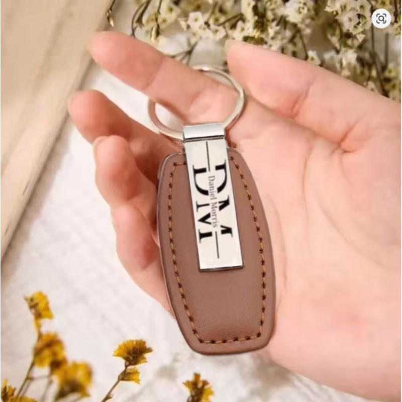 Personalized Leather Keychain  – Men Accessories Name recenzja i cena