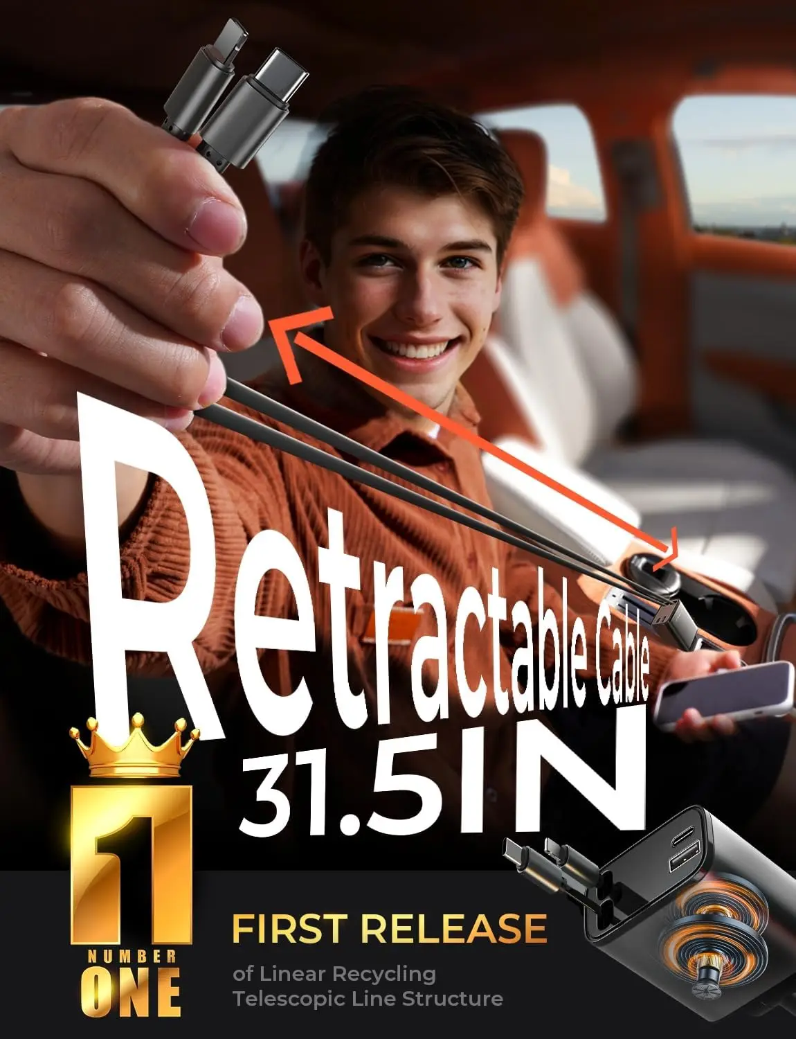 84W Retractable Car Charger, F – Men Accessories For Birthday Gift recenzja i cena