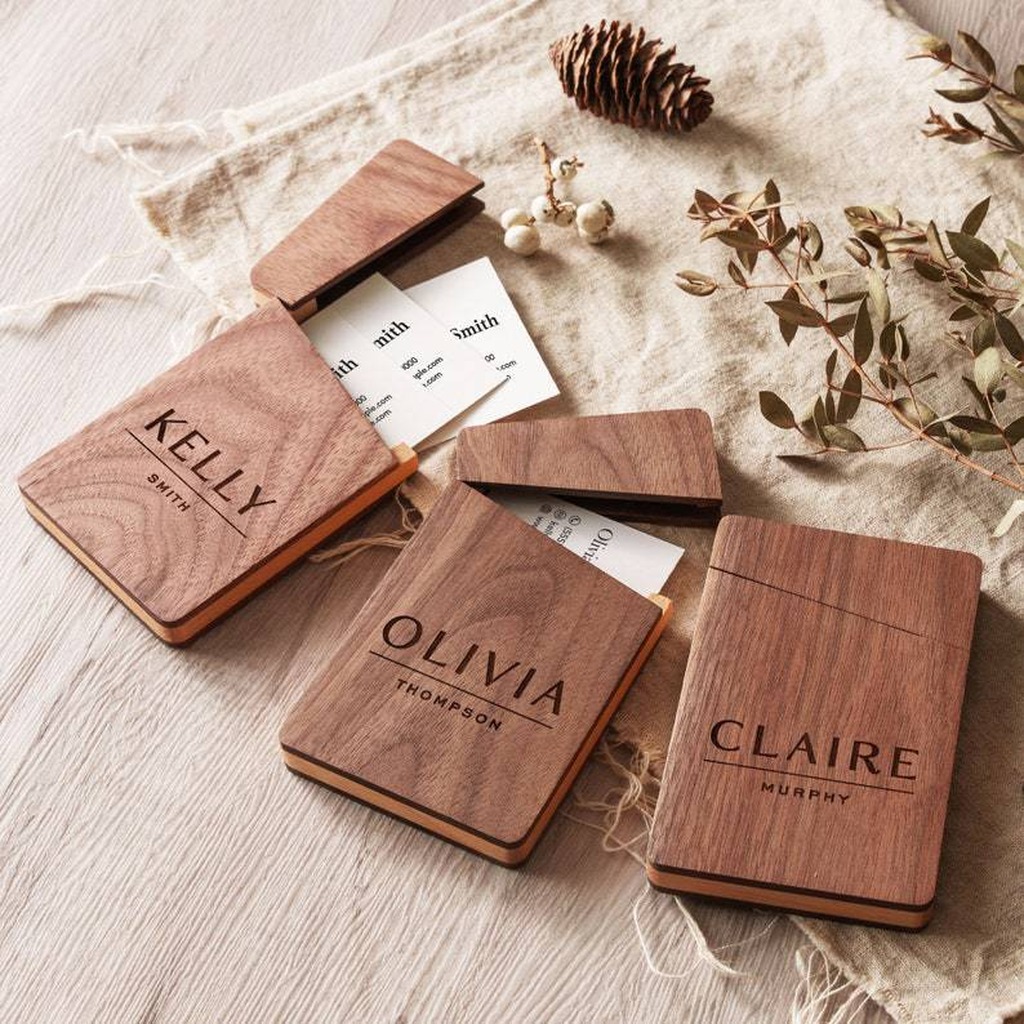 Business Card Holder Wooden Of – Men Accessories Name recenzja i cena