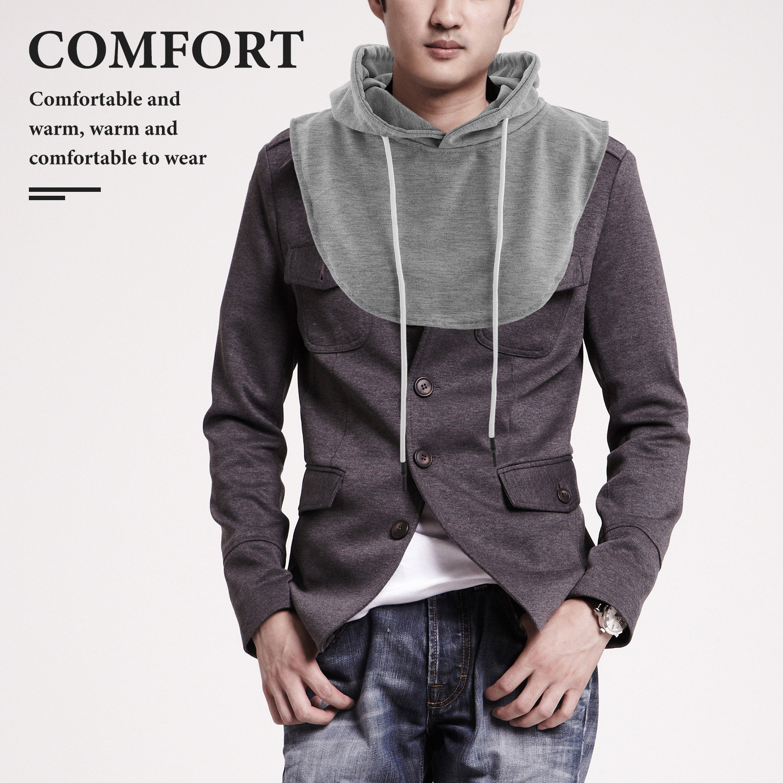 Detachable Hooded Faux Collar  – Men Accessories For Travel recenzja i cena